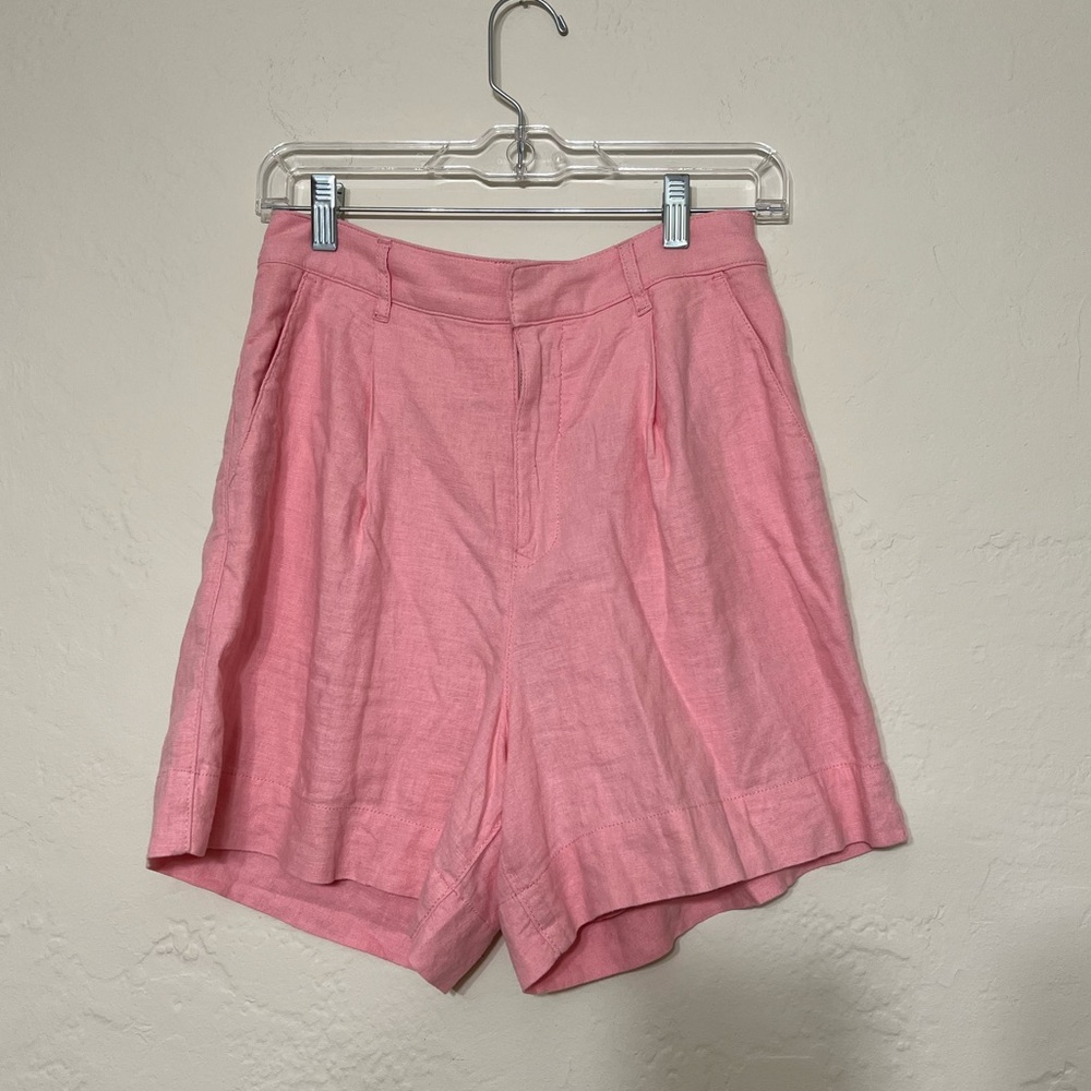 Abercrombie & Fitch Linen Tailored Shorts Pink